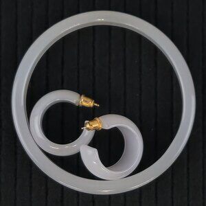 Lavender Lucite Acrylic Bracelet Bangle Earrings Vintage Set Purple Lightweight